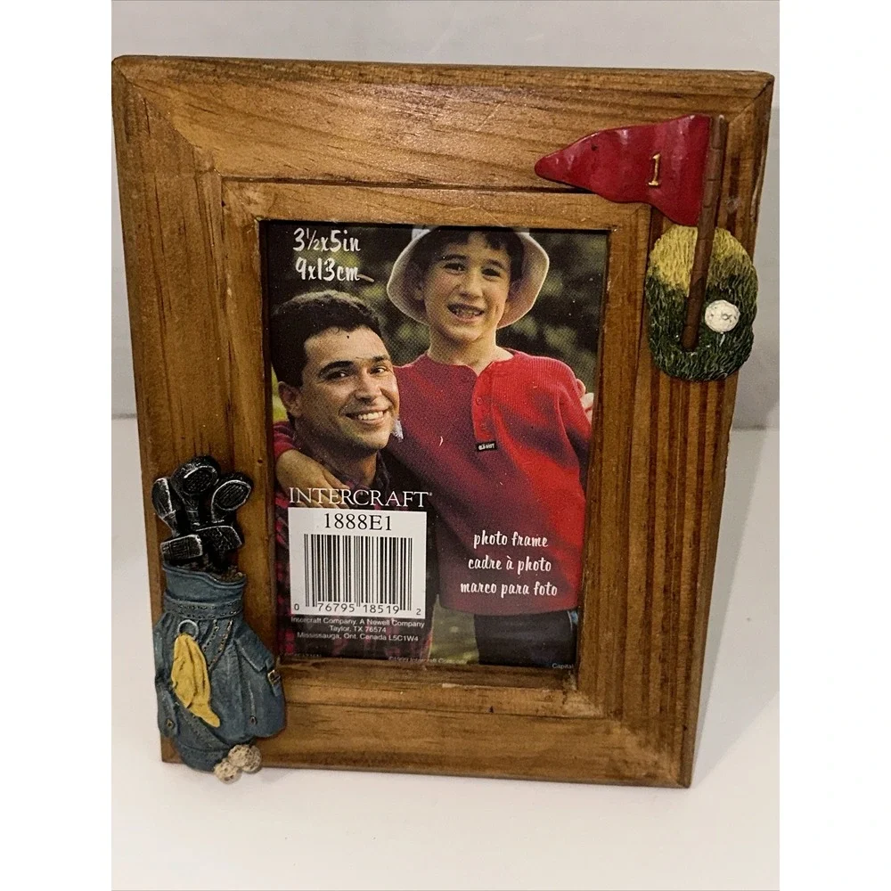 Intercraft Wood Golf Photo Frame 3.5x5 3D Golf Bag Flag Sports Decor 1888E1